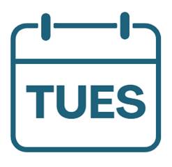 Calendar icon saying TUES